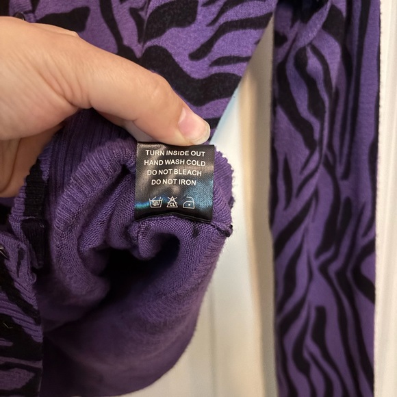 Voodoo Vixen Purple Zebra Cardigan - Picture 4 of 5